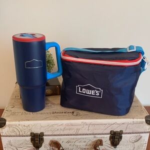Lowe’s Tumbler & Cooler Set NWOT (Blue,Red & White)